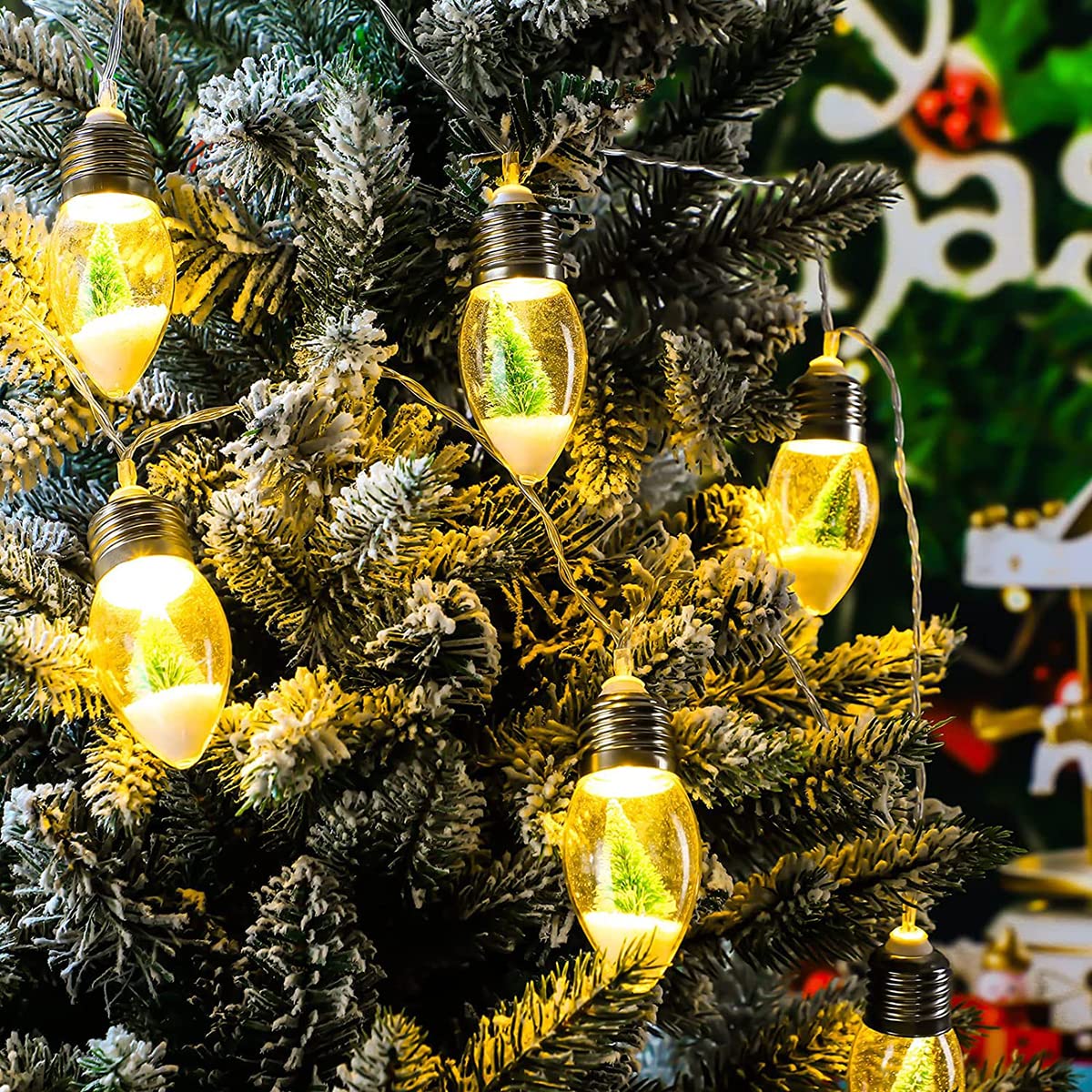 Snow Globe String Lights,Christmas Tree Lights Snow Globe, Small