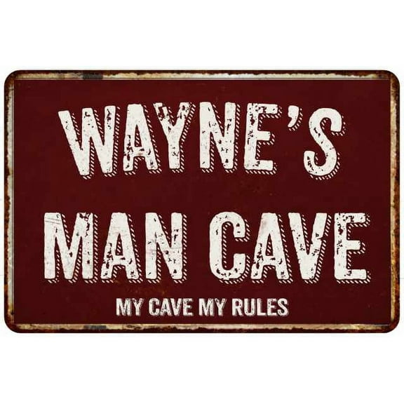 WAYNE'S Man Cave Red Grunge Sign 8 x 12 High Gloss Metal Sign 208120003237