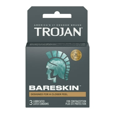 Trojan Sensitivity Bareskin Lubricated, Latex Condoms, 3ct