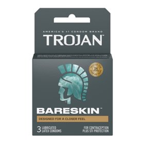 Trojan Sensitivity Bareskin Lubricated, Latex Condoms, 3ct