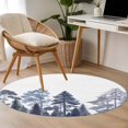 thumbnail image 4 of Round Rugs 3Ft, Navy Blue Botanical Round Area Rug Washable Indoor Throw Carpet, Farmhouse Watercolor Pine Tree Small Non Slip Circle Rug for Bedroom Living Room Home Decor Aesthetic, 4 of 8