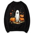 thumbnail image 5 of CLOISE Womens Halloween Sweatshirts Funny Ghost Graphic Pullover Sweatshirts Fall Long Sleeve Crewneck Hoodies Shirts Casual Blouses Holiday Party Outfits Black XL Treat, 5 of 5