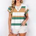 thumbnail image 5 of Aimik Women's Casual Striped Print T-Shirt with V-Neck and Short Sleeve Fashion Cross-Neckline Summer Top, 5 of 6