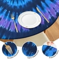 thumbnail image 4 of Blue Tie Dye Pattern Round Fitted Tablecloth with Elastic Edge,Dining Table Cover Waterproof,Outdoor Round Tablecloth for Camping,Dining,Indoor and Outdoor, 4 of 7