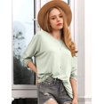 thumbnail image 3 of Doublju Women's Dolman 3/4 sleeve Boat Neckline Asymmetrical Hem Loose Fit Casual Top, 3 of 3