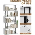thumbnail image 6 of 5 Tier Geometric Bookcase,S Shaped Bookshelf, Wood Decorative Storage Shelving, Modern Freestanding Display Shelves, Tall Book Shelf Unit for Living Room Bedroom, White, 6 of 7