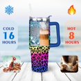 thumbnail image 4 of 40oz Fashion Leopard Pattern Stainless Steel Flip Straw Tumbler Spill Proof Travel Cup Double Wall Vacuum Insulated Coffee Mug with Top Handle, 4 of 6