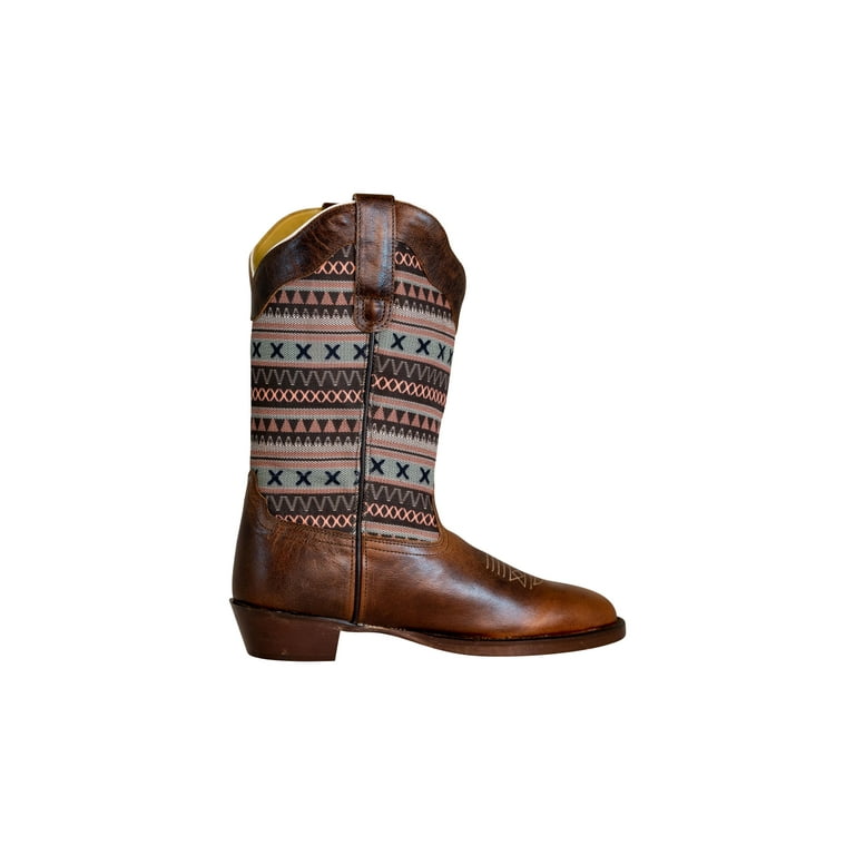 TuffRider Women String Embroidered Leather Square Toe Western Boots Brown 10