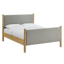 Platform Bed Frame, Queen, Gray, Fabric, Hotel Bedroom, Modern Contemporary, HB38191