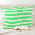 thumbnail image 3 of Green Striped Outdoor Waterproof Pillow Covers, Modern Simple Monochrome Geometric White Decorative Square Throw Pillowcase Sofa Cushion Sham for Patio/Couch/Chair, 20"x20" 2 Pack, 3 of 8