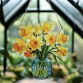 thumbnail image 2 of Stained Glass Daffodil Suncatcher with Vase | Hanging Flower Ornament for Windows | Colorful Acrylic Home Decor Gift for Mom Mothers Day Birthday | Includes 1 Pendant, 2 of 7