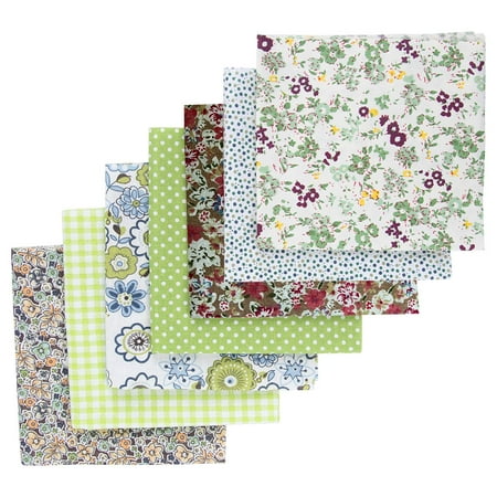 Green Series 7pcs/set Fabric Bundles Flower Printed Cotton Fabric ...