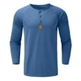thumbnail image 2 of TrendOFT Men's Henley Shirts Long Sleeve Casual Basic T-Shirts Button Vintage Lightweight Fall Tee Tops Blue M, 2 of 5