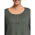 thumbnail image 4 of Terra & Sky Women's Plus Size Waffle Tee with Long Sleeves, Sizes 0X-4X, 4 of 5