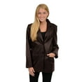thumbnail image 1 of EXcelled  Women's Black and Brown Lambskin Leather Blazer, 1 of 5