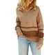 thumbnail image 2 of VISgogo Mujer Otoño Invierno Jersey de Punto Manga Larga Solapa Cremallera Patchwork Sudadera VISgogo moda, 2 of 9