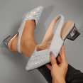 thumbnail image 5 of Women Casual Shoes Women's Rhinestone Slingback Pumps, Red Crystal Embellished, Block Heel, Pointed Toe, 5 of 7
