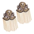thumbnail image 1 of Epaulet Fringe Tassel Rhinests 2Pcs Fashion Simple Shoulder Epaulette for Halloween Punk Coat Performance Women Men , Gold, 1 of 7