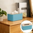 thumbnail image 2 of Tissue Box Cover Cozival Solid Wood Rectangular Tissue Box Cover, Decorative Organizer for Bathroom Counter, Bedroom Dresser, Or Office Desk, Natural Finish, Tissue Box Cover Rectangle, Blue, 2 of 9
