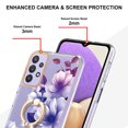thumbnail image 3 of Allytech Galaxy A13 4G Case Cover, Soft TPU Back Cover with Ring Holder Stand Shockproof Anti-Scratch Slim Fit Bumper Phone Case for Samsung Galaxy A13 4G, Purple Flower, 3 of 4