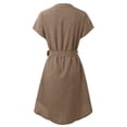 thumbnail image 5 of Robe Décontractée Unie à Manches Courtes Col en V pour Femmes - Coupe Ample pour Usage Quotidien, 5 of 5