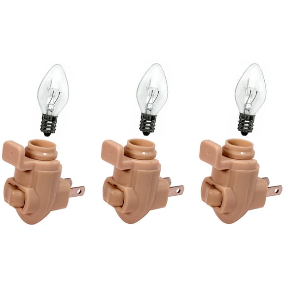 Plug in Night Light Kit Includes Shade Clip & 4 Watt Bulb, Ivory Plastic, Great for Making Your Own DIY Decorative Night Lights, Pack of 3 Kits