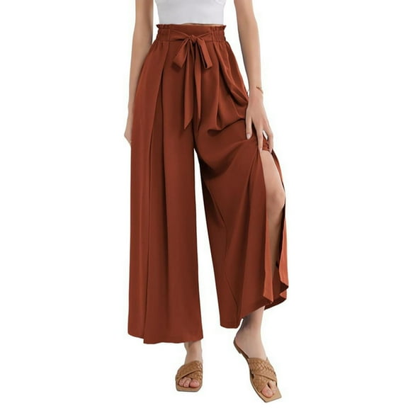 pstuiky Womens Wide Leg Sweatpants, Solid Color Casual Long Palazzo Pants Trousers Comfy Gym Pants Women Army Green L