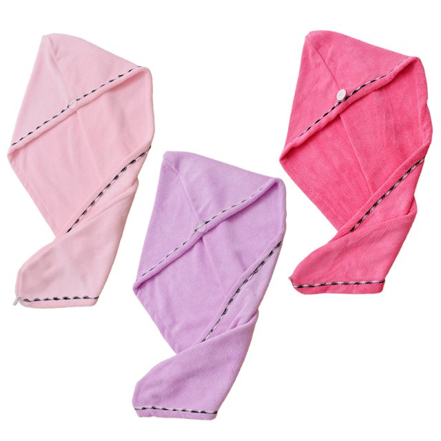 Paquete de 3 toallas para el cabello de microfibra, toallas para el cabello envolventes, microfibra absorbente, gorro para el cabello seco con toalla de secado rápido