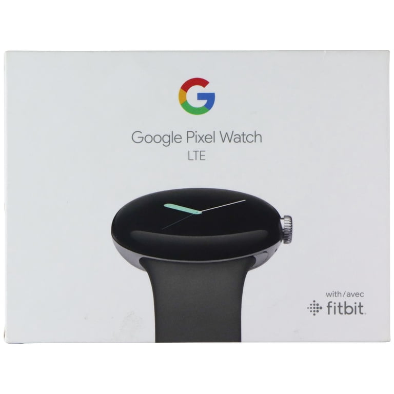 Google Pixel Watch LTE, Polished Silver, 41mm, Charcoal Band