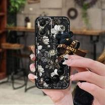 LYM-Phone Case For MOTO G Stylus 5G 2024, Cartoon phone case Black pearl pendant silicone Bear bracelet Dirt-resistant Anti-knock Back Cover Simplicity protective case soft case cute