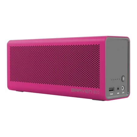Braven 805 - Speaker - for portable use - wireless - Bluetooth - 20 Watt - gray, magenta