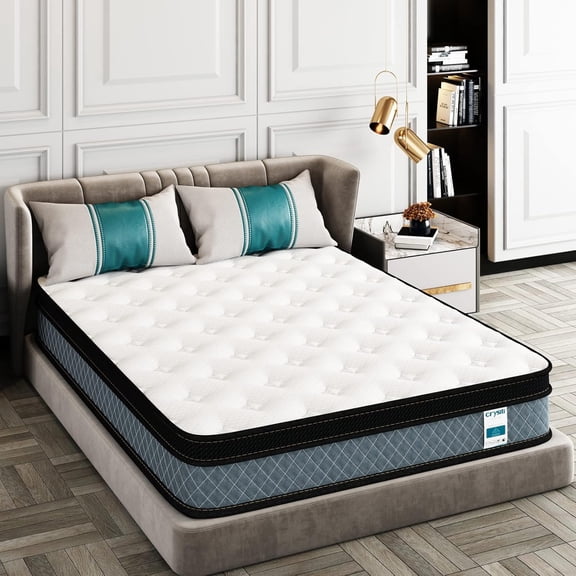 Naiveer Queen Mattress,Crystli 10 inch Memory Foam Mattress with Innerspring Hybrid Full Size Mattress in a Box Pressure Relief & Supportive Double Mattress