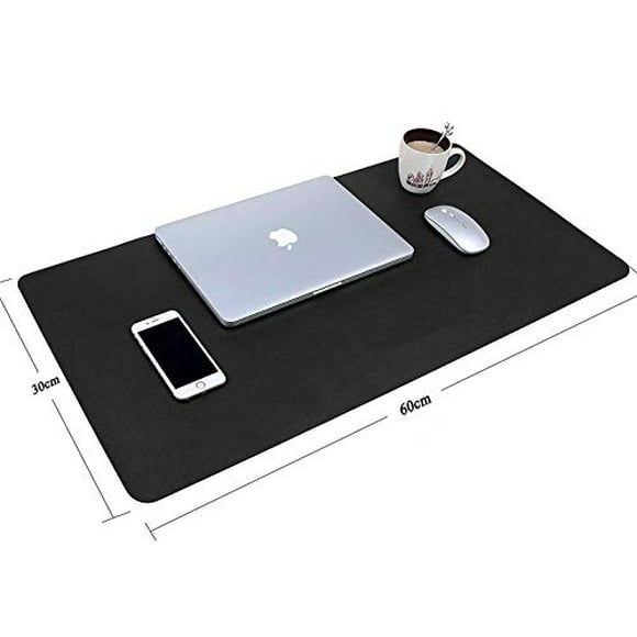 Lurowo Multifunctional Leather Computer Mouse Pad Office Writing Desk Mat Extended Gaming Mouse Pad, Non-Slip Waterproof Dual-Side Use Desk Protector, 23.6'' X 11.8''(Black)