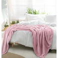 thumbnail image 4 of PiccoCasa Luxury Fleece Bed Blanket Woven Mesh Pink 70"x78", 4 of 8