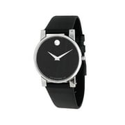 Movado Mens Black Leather Strap Moderna