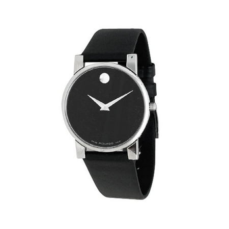Movado Mens Black Leather Strap Moderna