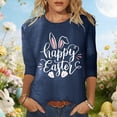 thumbnail image 2 of DHFJKG Happy Easter T Shirts For Women Bunny Print Graphic Tee 3/4 Sleeve Casual Round Neck Loose Fit Top For Holiday Celebration Versatile Tops, 2 of 4