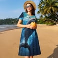 thumbnail image 4 of Disketp Ice Blue Ocean Cute Dolphin para Vestido de Manga Corta para Mujeres, Vestidos de Verano para Mujeres, Casual y Holgado para la Playa, 4 of 6