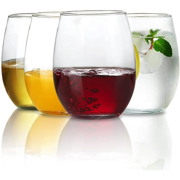 Transparent Stemless Wine Glasses, Set of 4, Perfect for Summer Beverages, Shatterproof Drinkware, Great Gift Idea, Party Glasses, Dishwasher Safe