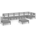thumbnail image 2 of vidaXL 8 Piece Garden Lounge Set Solid Pinewood Grey, 2 of 8