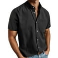 thumbnail image 2 of Mens Golf Shirts Short Sleeve Relaxed Fit Classic Solid Color Button Down Mens Graphic T-Shirts,Black,L, 2 of 6