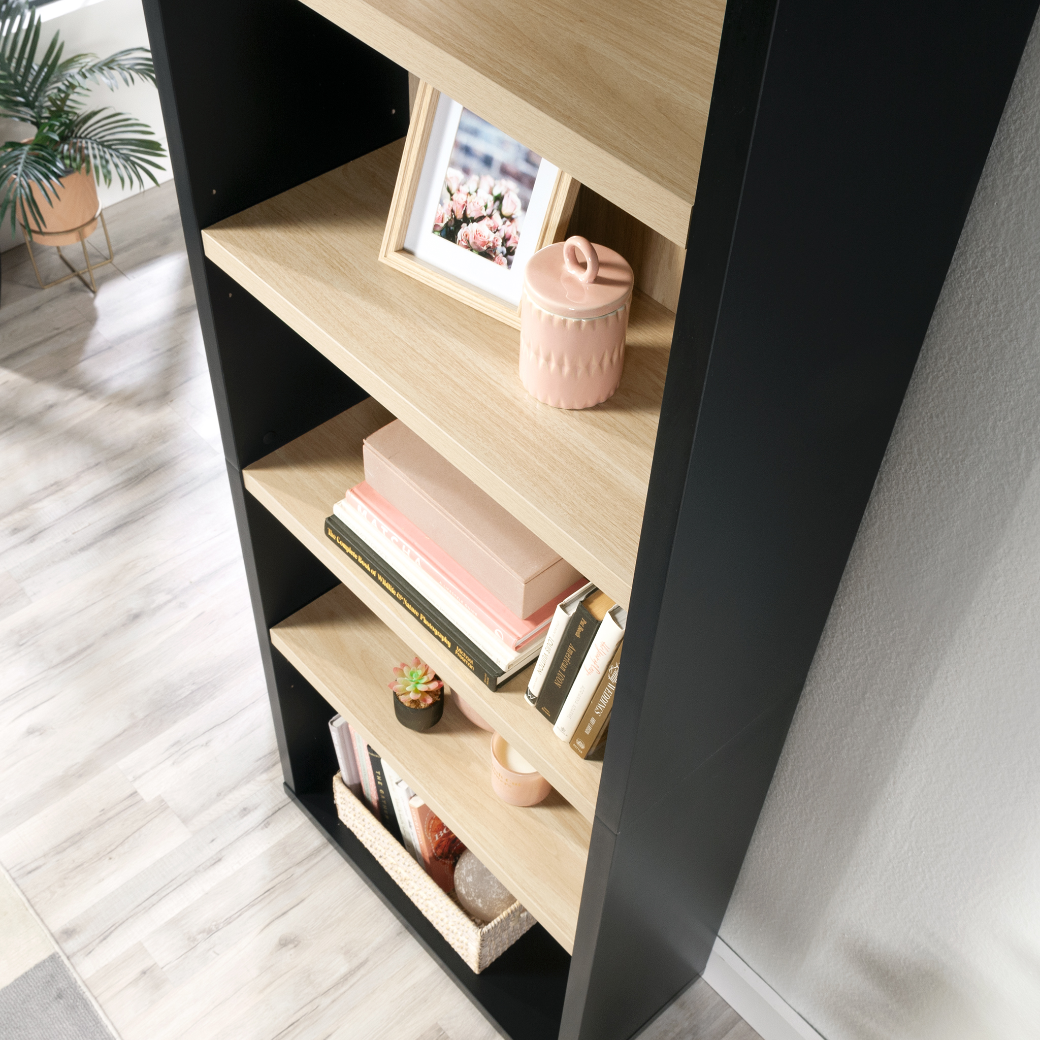 Mainstays Westley 5-Shelf Arch Bookcase, Black photo 6