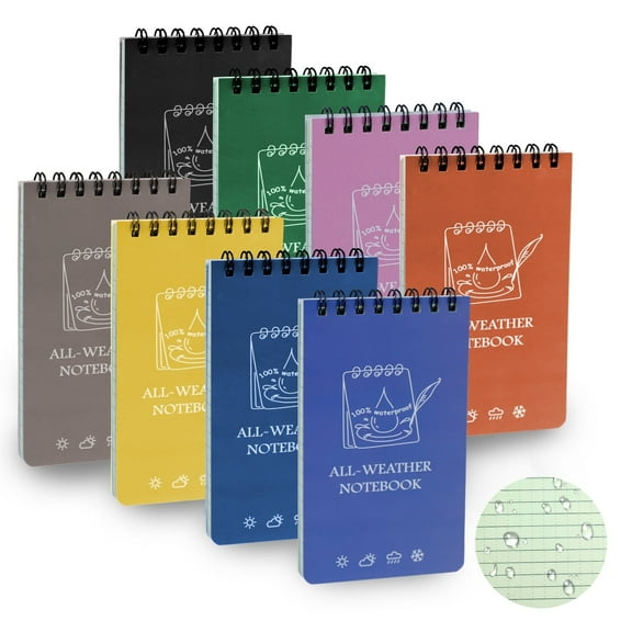 RETON 8PCS Waterproof Notebooks 3x5 Inch - Colorful Pocket Notebooks for Travel, Journaling, Eco-Friendly Mini Notebook Set - Outdoor Writing Journals