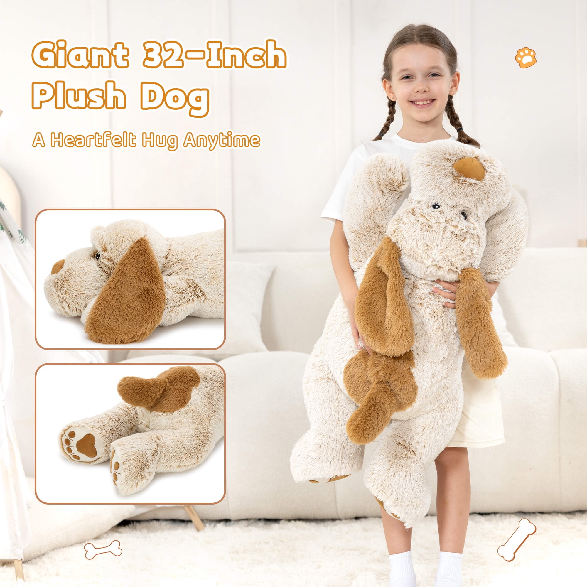 MorisMos Giant Stuffed Dog 32'' Puppy Stuffed Animal Big Plush Toy