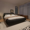 thumbnail image 2 of Luxury Queen Size Upholstered Platform Bed with Oversized Padded Backrest, Soft Frame Cloud Bed, Thickening Pinewooden Slats and Adjustable Height, Black, 2 of 9