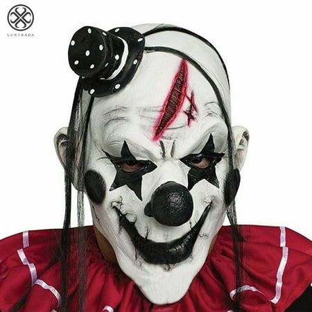 Luxtrada Evil Scary Clown Mask Halloween Cosplay Costume Props Creepy Soft Latex