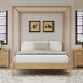 thumbnail image 2 of Euroco Queen Size Canopy Bed, Wood Platform Bed with Four Poster, Natural, 2 of 8