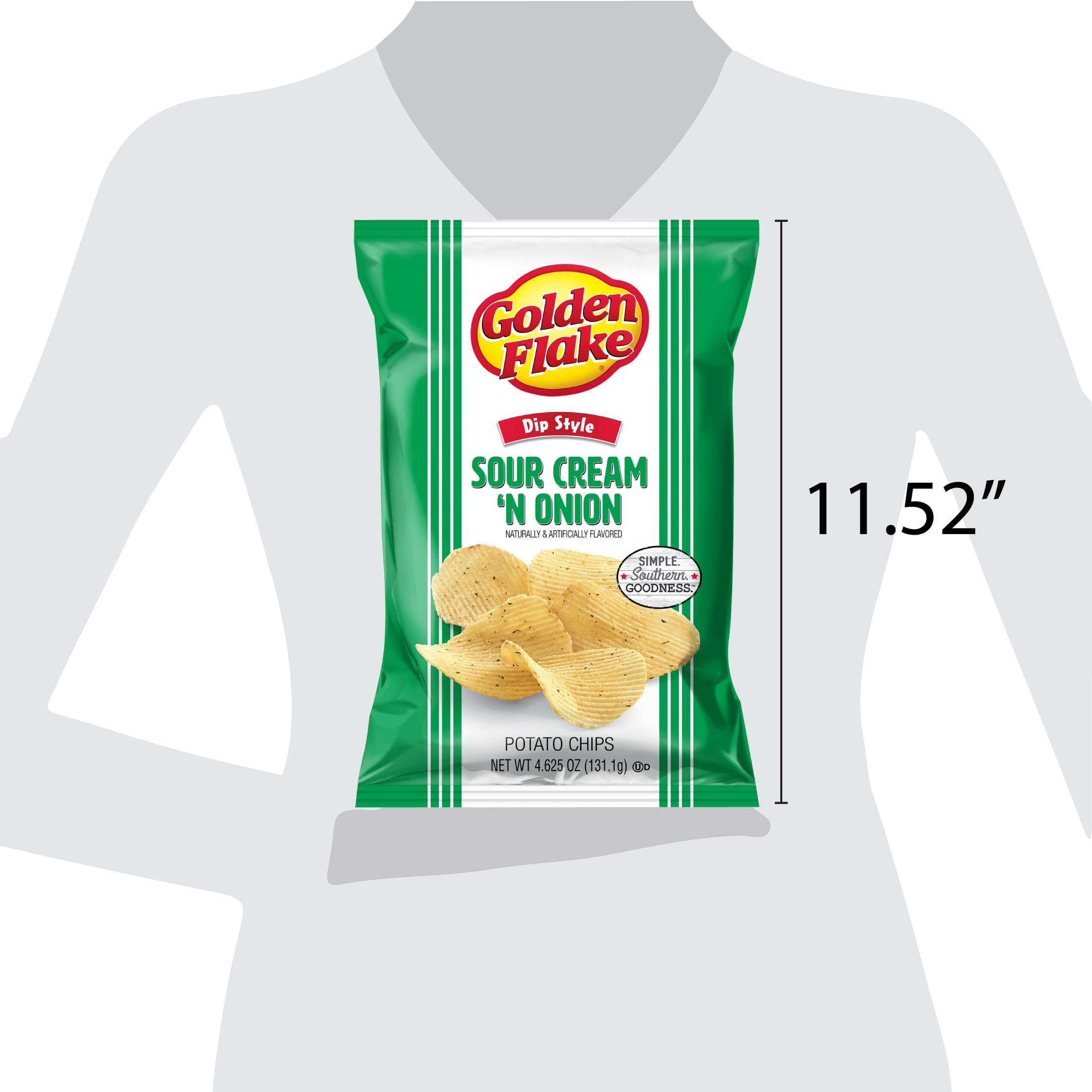 Golden Flake Sour Cream 'N Onion Dip Style Potato Chips, Gluten-Free, 4.625 oz Bag