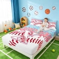 thumbnail image 3 of Manfei Kawaii Baseball King Sheets, Girls X Letter Bedding, Pink Light Blue X 4pcs(1 Flat Sheet, 1 Fitted Sheet and 2 Pillowcases), 3 of 6