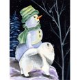 thumbnail image 1 of 28 x 40 in. Snowman with Keeshond House Size Canvas Flag, 1 of 1